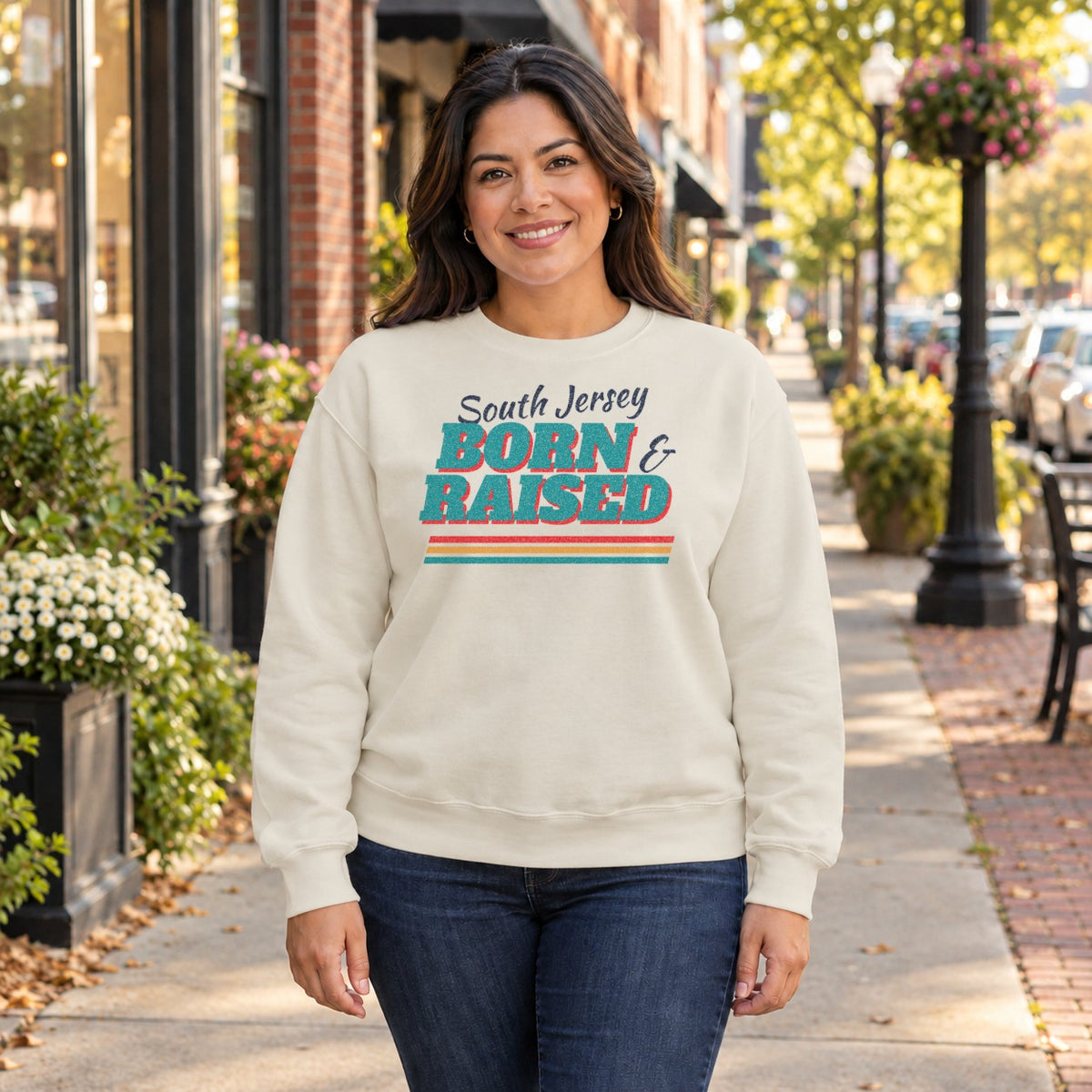 Born and Raised South Jersey Retro Crewneck